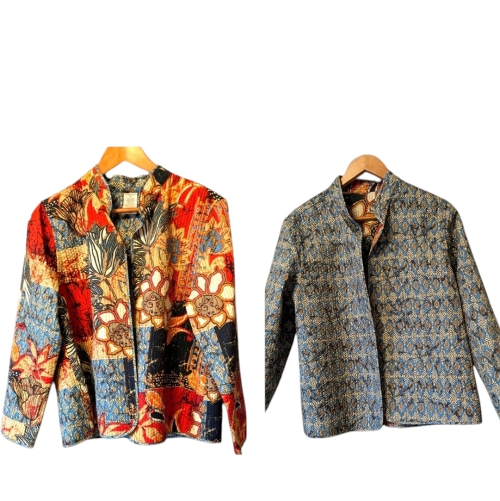 Alfred Dunner Patchwork Jacket Open Front Multico… - image 1